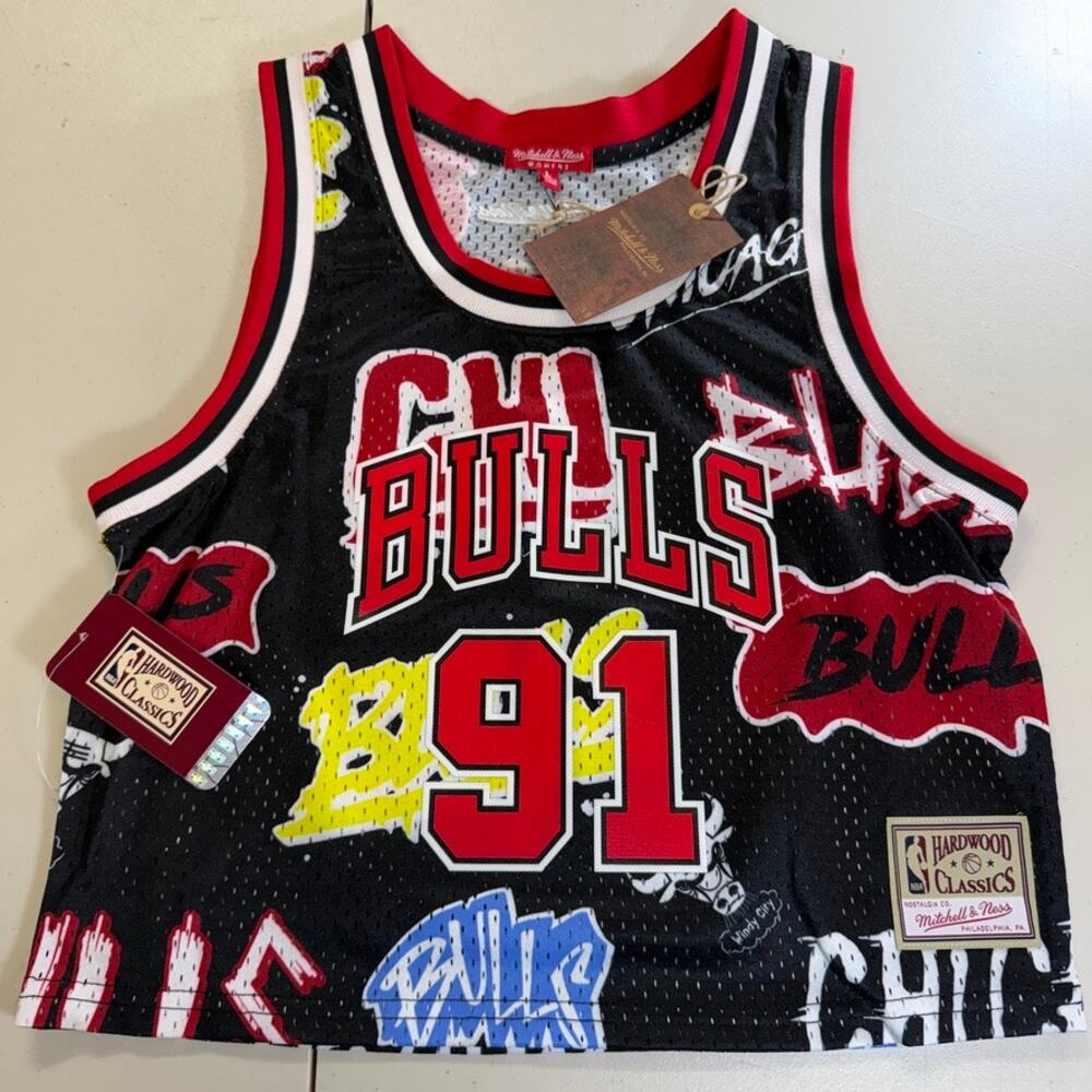 Dennis Rodman Chicago Bulls Mitchell & Ness Women's Slap Crop Tank XS NWT